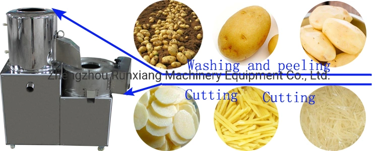 Combined 3 in 1 Vegetable Potato Chip Washing Peeling Cutting Slicer Machine